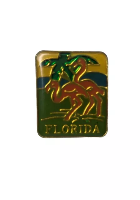 Vintage Florida Pink Flamingos Lapel Hat Pin Travel Vacation Souvenir 2