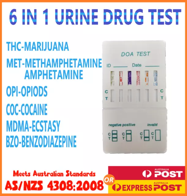 10x Urine Drug Test Kits - 6 in 1 - THC, Meth, AMP, Cocaine, MOP, BZO, MDMA,OPI