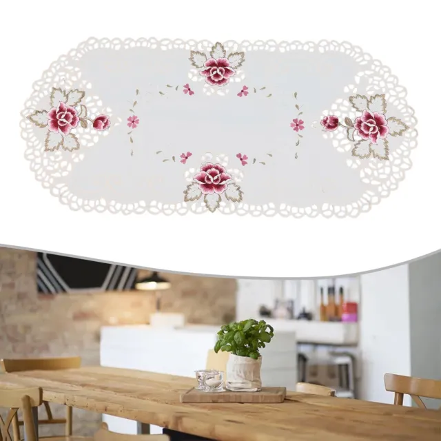 Nappe ovale romantique en dentelle blanche petite housse de table avec fleurs br