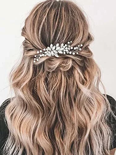 Crystal Bride Wedding Hair Comb Pearl Bridal Hair Pieces Rhinestone Ha...