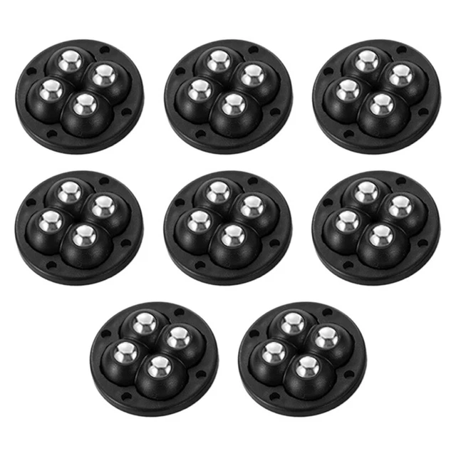 8 piezas bola autoadhesiva rueda universal 4 cuentas base de polea de acero inoxidable H9T4