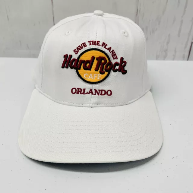 Vintage Hard Rock Cafe Orlando Save the Planet Snapback Hat Cap White