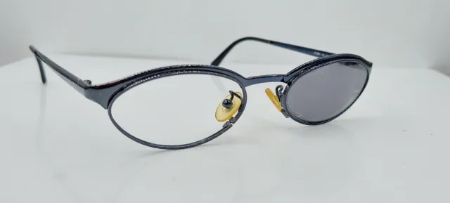 Vintage Replay R107S 112 Blue Oval Metal Sunglasses Italy FRAMES ONLY