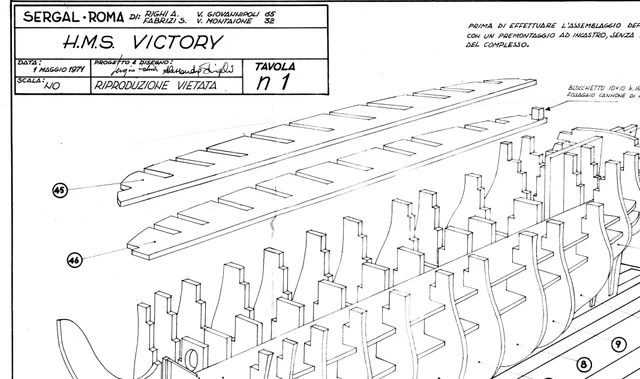 Ship Model 1971 Blueprint Plans H.M.S. Victory Mantua Art No. 782 Sergal Roma