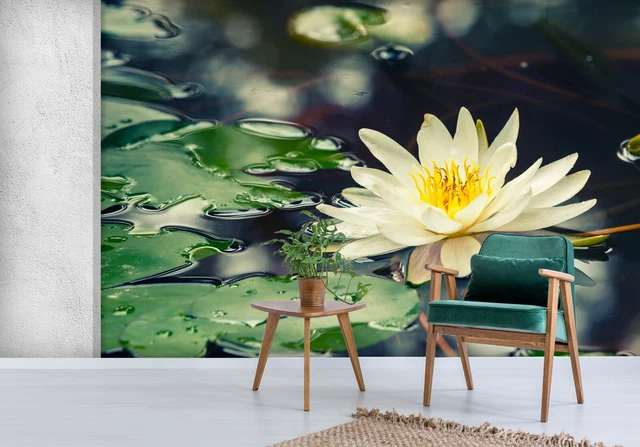 3D White Lily Pearl WC2728 Wall Murals