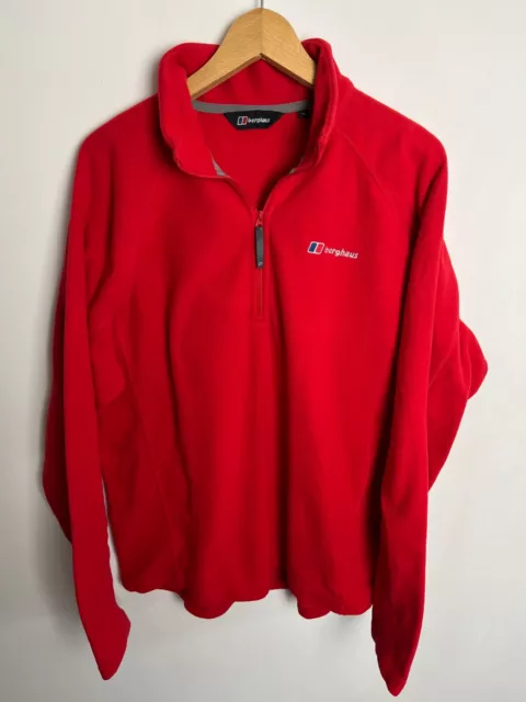 BERGHAUS Fleece Jacket Coat Mens L/XL Red Half Zip Jumper Sweater