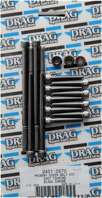 Drag Specialties Primary Cover Socket-Head Bolt Set Black Knurled, #2401-0570