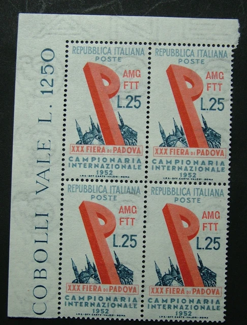 AMG - Ftt 1952 Italy Trieste Quartina 30° Fiera Di Padova MNH