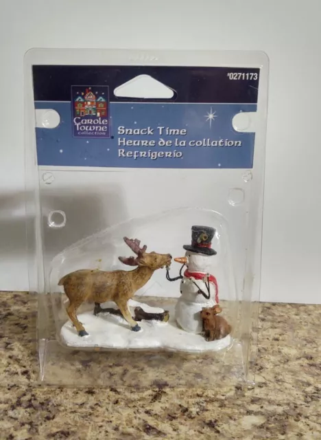 CAROLE TOWNE by LEMAX Village Collection Snack Time Snowman & Reindeer