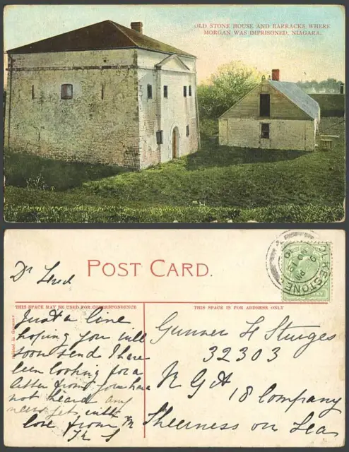 USA 1910 Postcard Old Stone House & Barracks Where Morgan was Imprisoned Niagara
