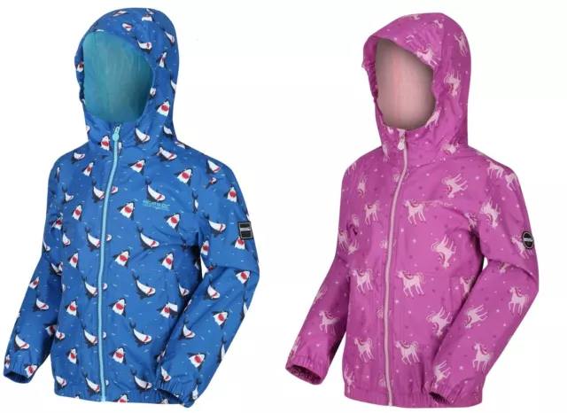 Regatta Kids Ellison Printed Childrens Waterproof Jacket Hooded Coat