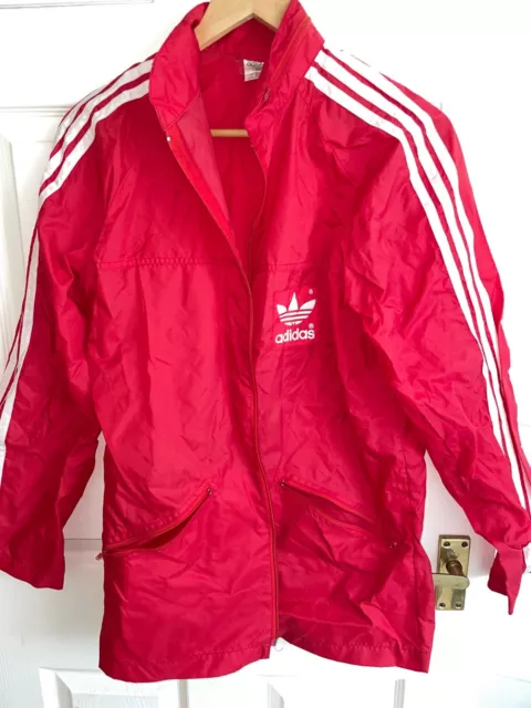 Adidas Vintage/Retro Mens Small Red Long Sleeved Windbreaker Jacket (Ex Cond)