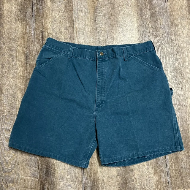 Carhartt Shorts Mens 42 Teal Blue Canvas Vintage 90s 1993 Style WU1955