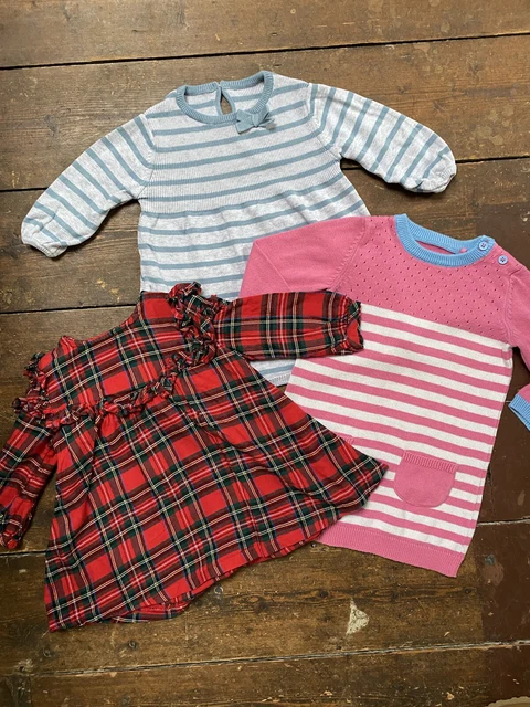 Baby girls bundle 3-6 months Jumper dresses M&S Next TU Striped Tartan