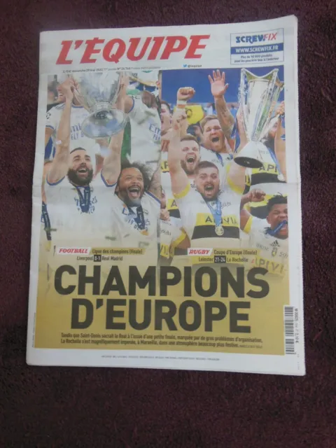 Journal L'equipe / La Rochelle / Rugby / Champion D' Europe 2022