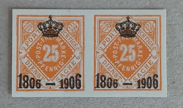 Württemberg 1906  Dienst  Probe  MiNr 111 P U2 – 25 Pf  orange - KLINKHAMMER BPP