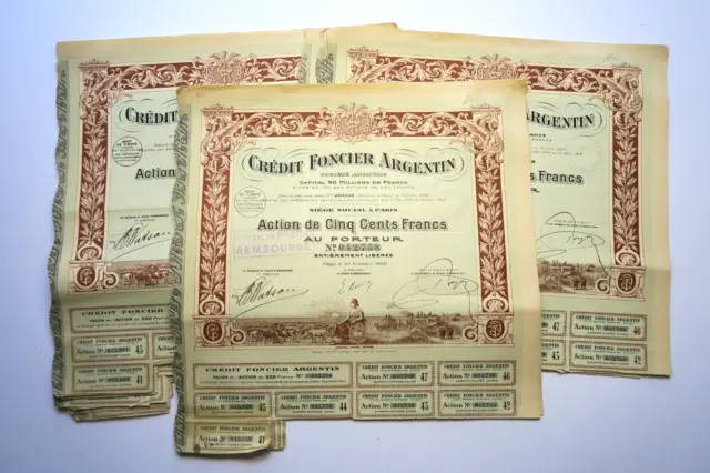 Credit Foncier Argentin Action De 500 Francs Paris 1920 X 60 Actions