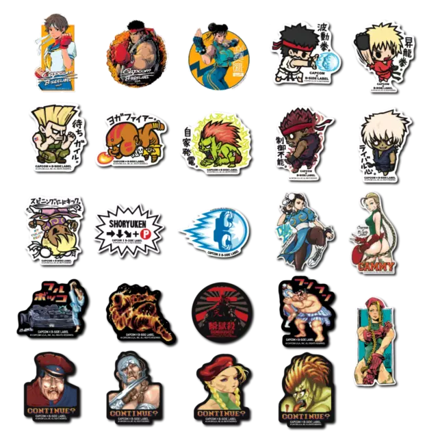 Capcom Street Fighter game B-SIDE LABEL Sticker 25 types Japan Limited NEW UVcut