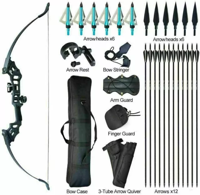 UK 51" 50lbs Recurve Bow Takedown Archery Adult Target Hunting Outdoor Shooting