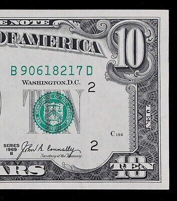 Tough $10 1969B CU Federal Reserve Note B90618217D ten dollar, series B New York