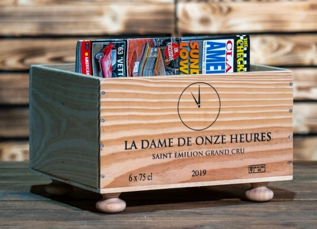 Scatola Vino Rustica Francese In Legno - Porta Giornale Porta Riviste Organizzatore Ordinato.