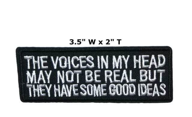 Voices In My Head Not Real Patch Embroidered DIY Iron-On Applique Biker MC Funny