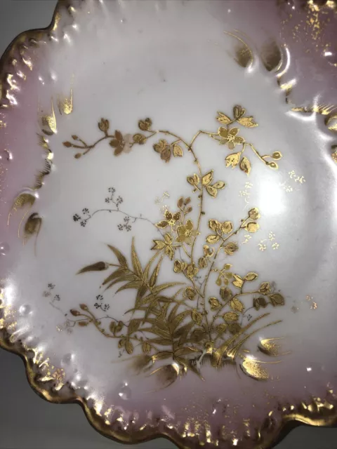 Limoges France Depose Charles Ahrenfeldt scalloped plate gilt gold 8” diameter 3