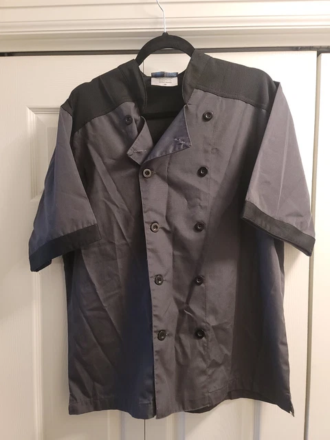 Cook Cool by Happy Chef Shirt Top Unisex Button Up Left or Right Gray/Black Med