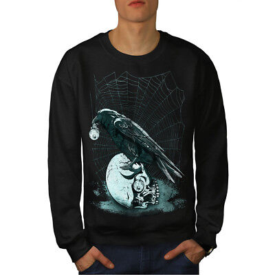 Wellcoda Raven Skeleton Rock Mens Sweatshirt, Horror Casual Pullover Jumper