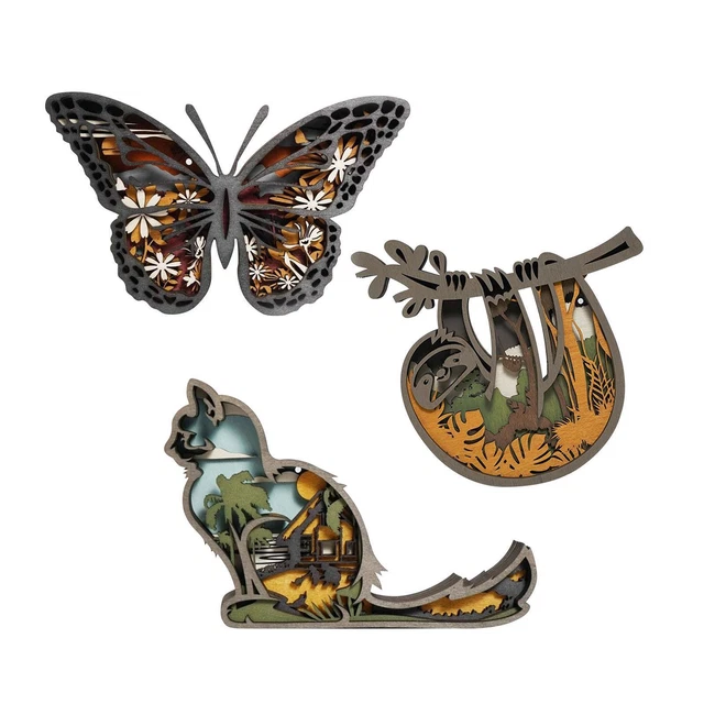 Statue En Bois Moderne Sculpture Murale Animaux Figurines Collections œuvres