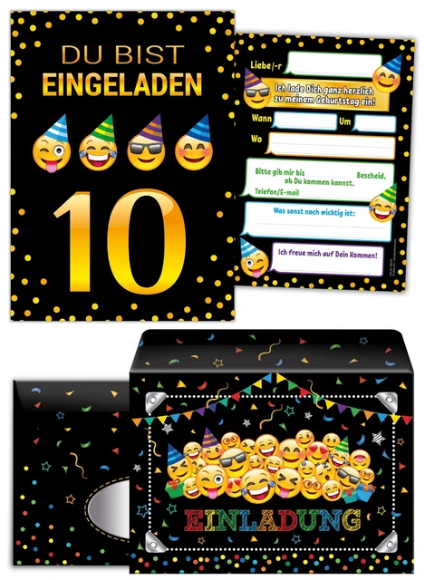 EINLADUNGSKARTEN 10. GEBURTSTAG zehnte Kindergeburtstag Einladungen mit