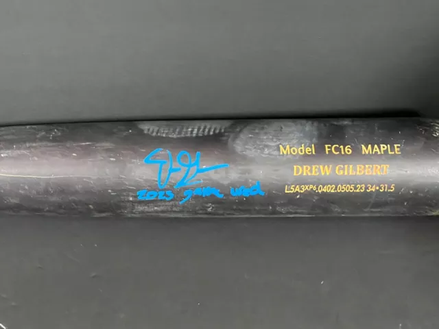 Drew Gilbert Mets Auto Signed 2023 Game Used Cracked Bat Beckett Hologram -