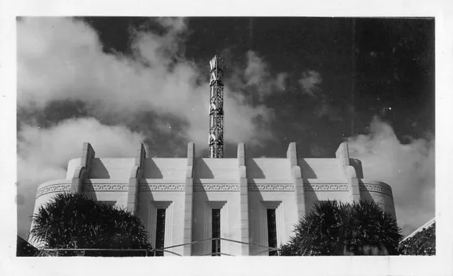 1940s Hawaii Waikiki Theater on Kalakaua Avenue Beautiful Clouds Vintage Photo