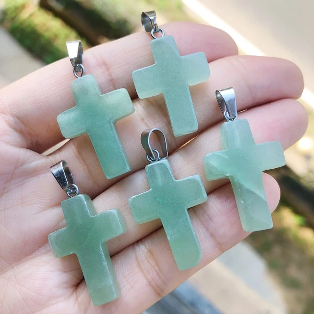Aventurine Gem Tree Of Life Necklace Chakra Cross Reiki Healing Amulet