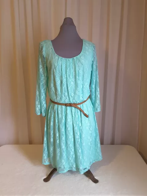 AQUA LACE DRESS by LOVE REIGN from JCPENNEY Lined Large New W/TAGS