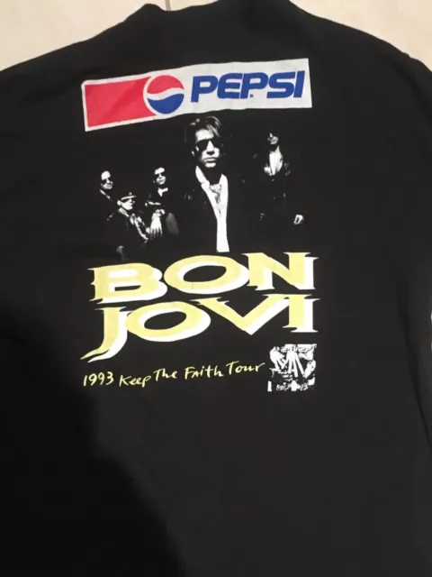 Bon Jovi Vintage Keep The Faith T-Shirt  Large  Australia Tour 1993 Pepsi.