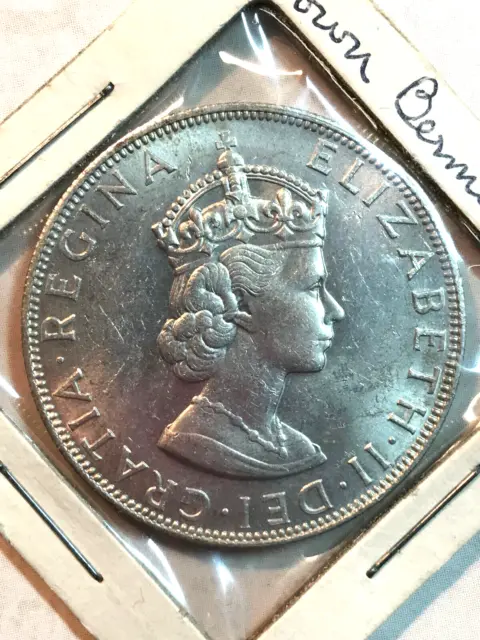 1964 Bermuda 1 Crown .500 Silver coin British Colony UK