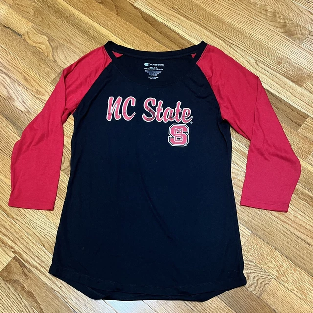 Colosseum Women's Black & Red Long Sleeve NC State NCSU T Shirt - Size L - GUC