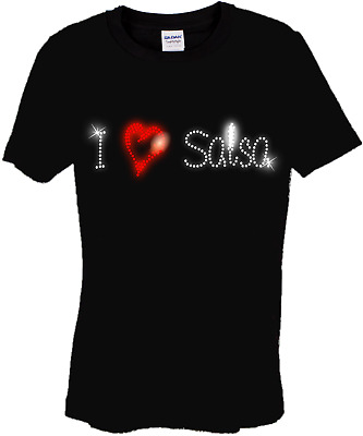 I Love Salsa Bambini T Shirt Cristallo Strass Danza Design Qualsiasi Misura