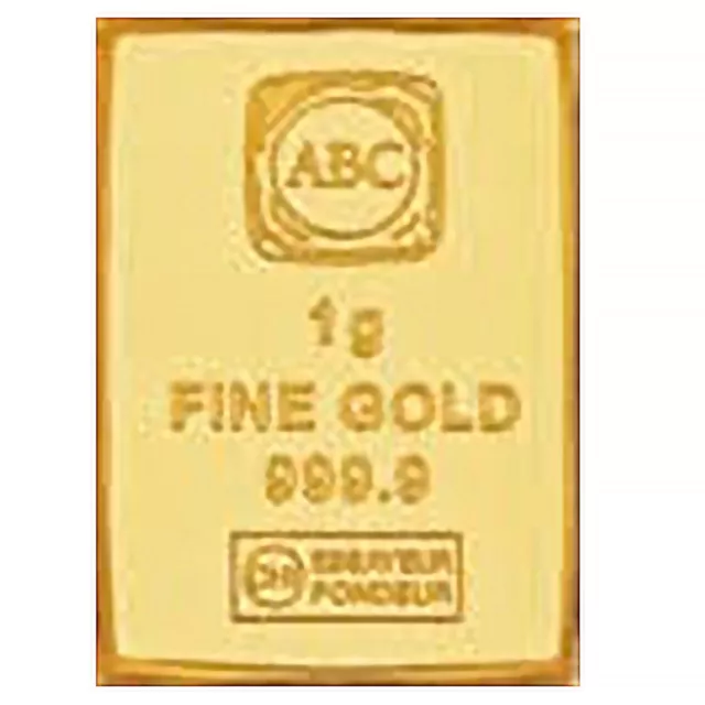 1 Gram 24Kt 999.9 Purity ABC Mint Fine Solid Gold  Bullion Investor Ingot Bar