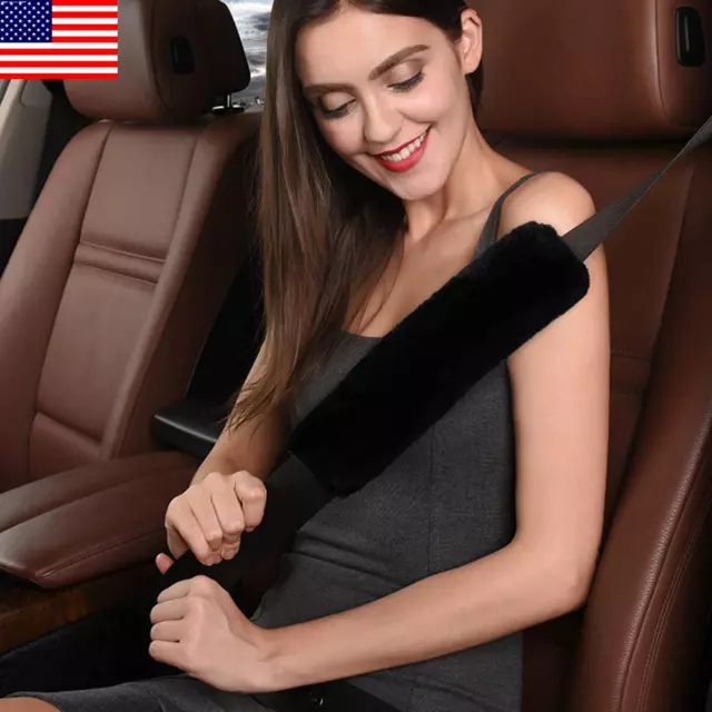 4× Soft Faux Sheepskin Seat Belt Shoulder Pad SeatBelt Cover for Car Truck Auto