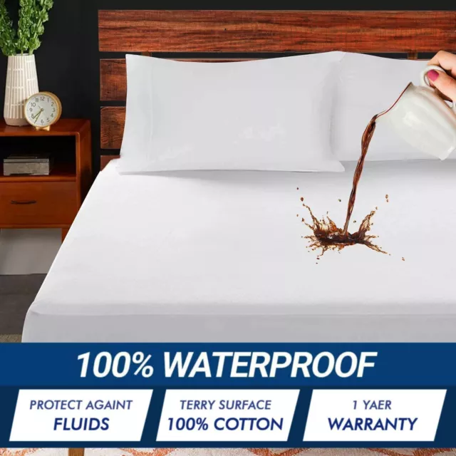 2 Travel Cot Mattress Protector Fitted Sheet  Waterproof 100% Cotton, 65x95cm.