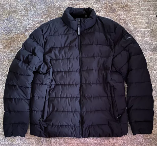 Mens Calvin Klein Puffer Coat Jacket Full-Zip Black Size Large!