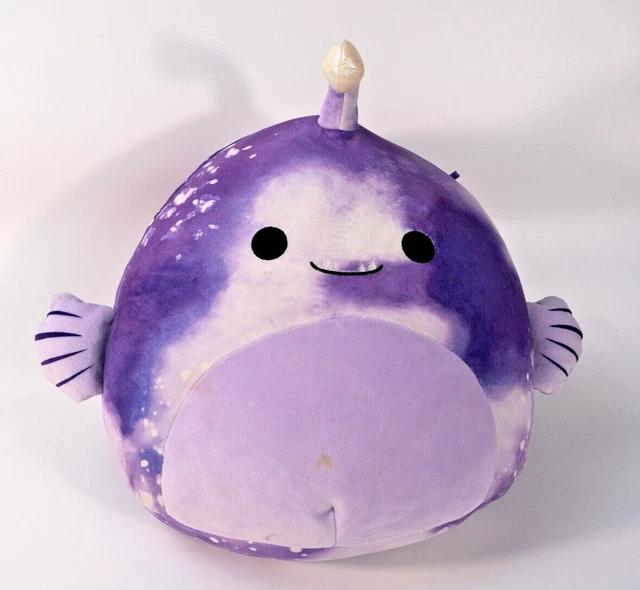 Squishmallow kellytoy large purple easton angler fish cuddly plush toy