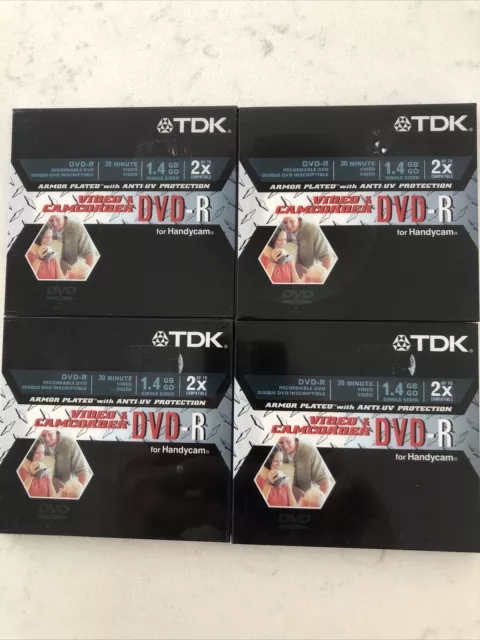 4 X Brand New TDK Armor Plated With UV Protection DVD-R Blank Discs 1.4GB