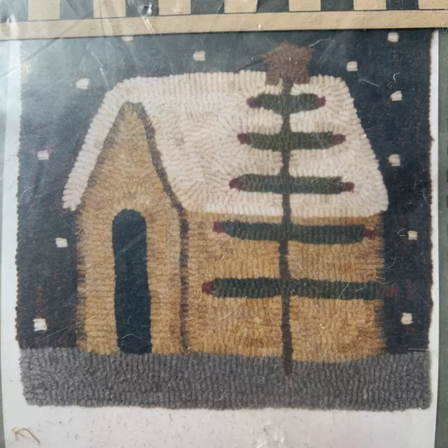 Kit de enganche de alfombras Snowy House at Christmas nuevo en paquete 11x11 enganchadas en alfombras