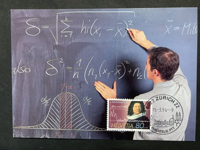 Schweiz 1994 Maximumkarte 80 Rp. Mathematikerkongress Jakob Bernoulli