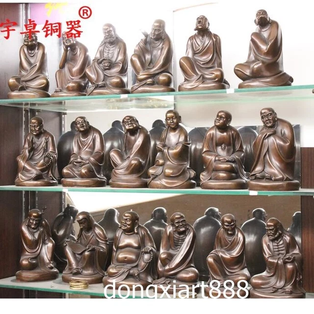 22 cm China Buddhism bronze eighteen arhats Disciples arahant Monk Buddha Statue