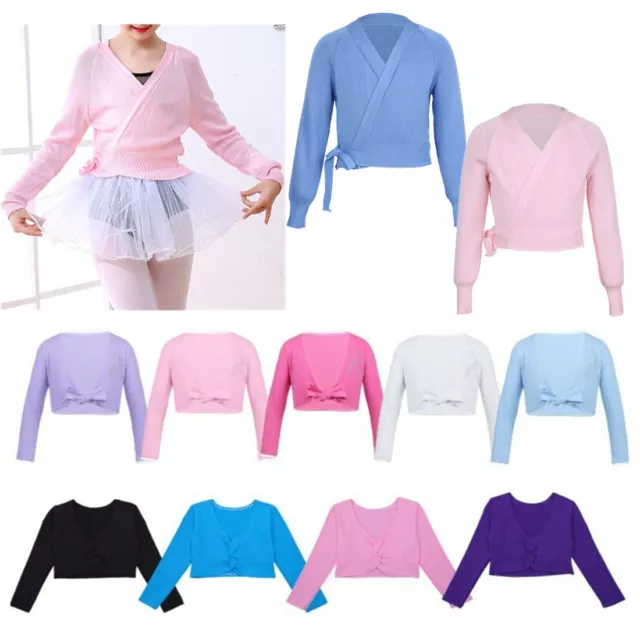 Girls Ballet Dance Shrug Wrap Tops Kids Gym Ballroom Knit Sweater Short Cardigan