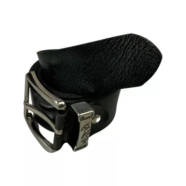 Cintura grossa vintage anni '90 '00 nera incisa diesel designer marca pelle L/XL